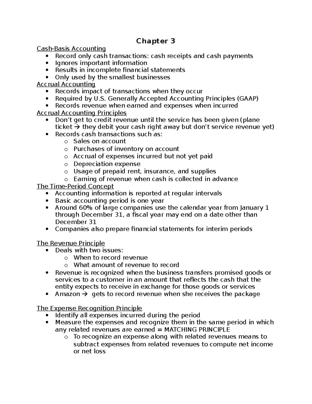 Accounting Principles Chapter 3 Lecture Notes Chapter 3 CashBasis