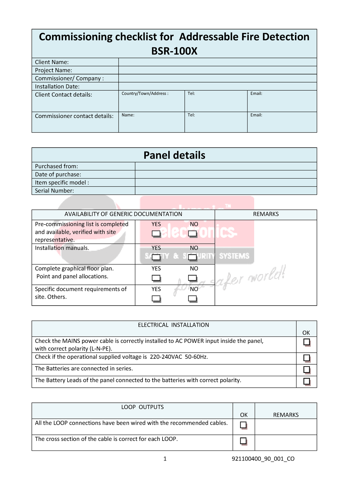 Bsr-100x commissioning to correct - Commissioning checklist for ...