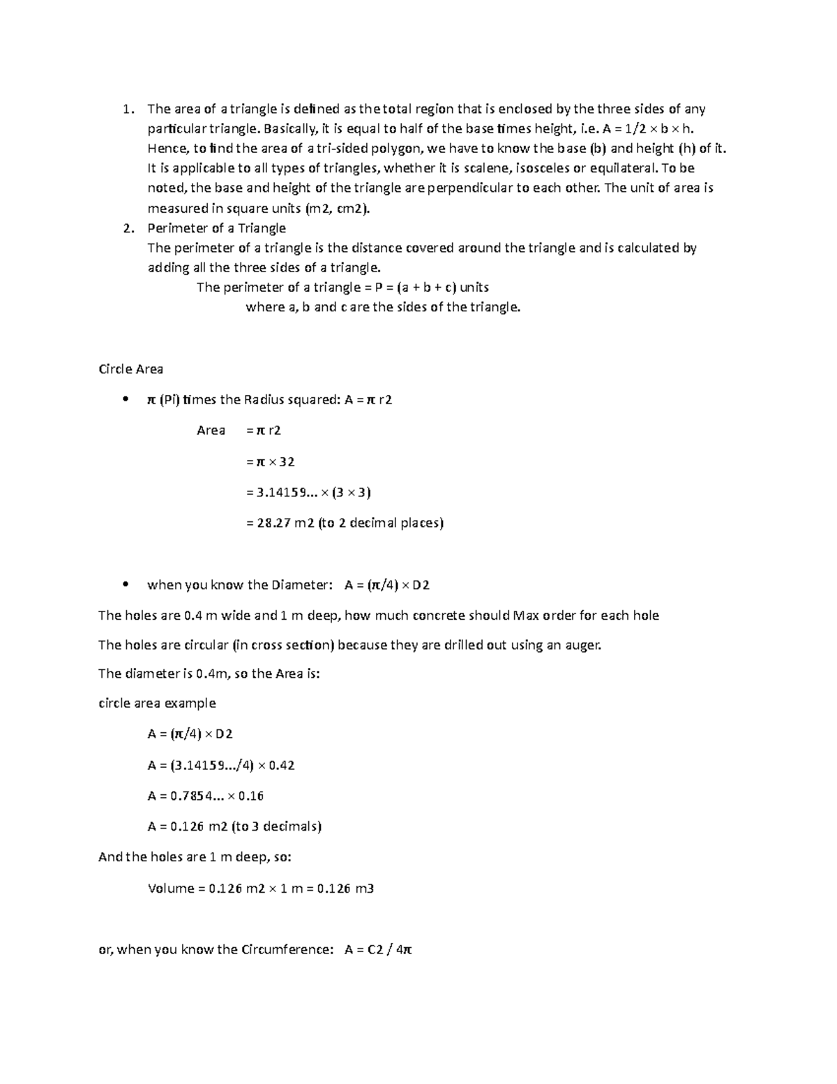 Reviewer Mathematics - The area of a triangle is defined as the total ...