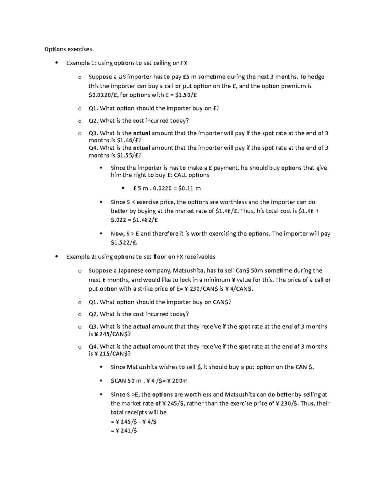 Options examples - Options exercises Example 1: using options to set ...