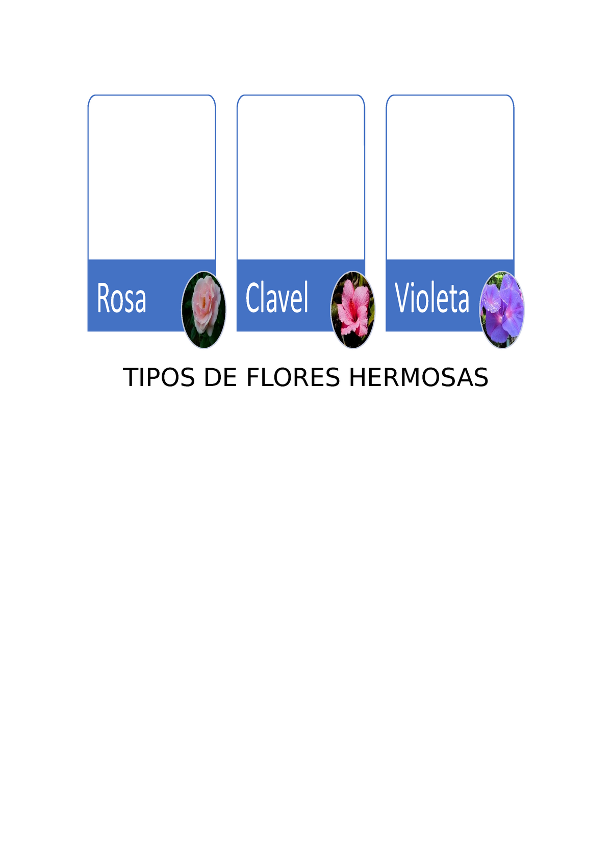 Tarea 3 - practicas de clase - TIPOS DE FLORES HERMOSAS Rosa Clavel Violeta  ALIMENTACION BALANCEADA - StuDocu