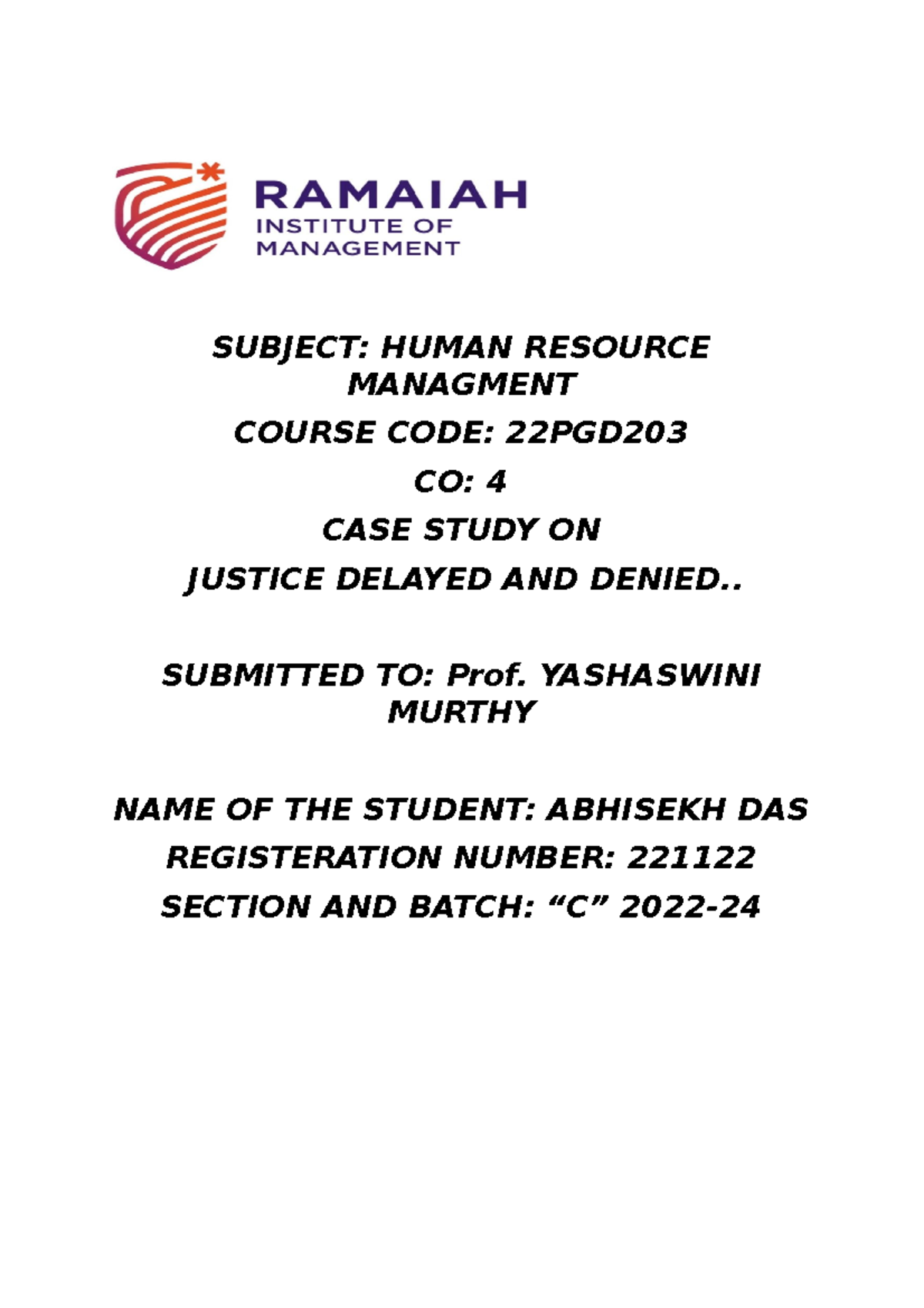 221122 HRM CO4 - Give feedback - SUBJECT: HUMAN RESOURCE MANAGMENT ...