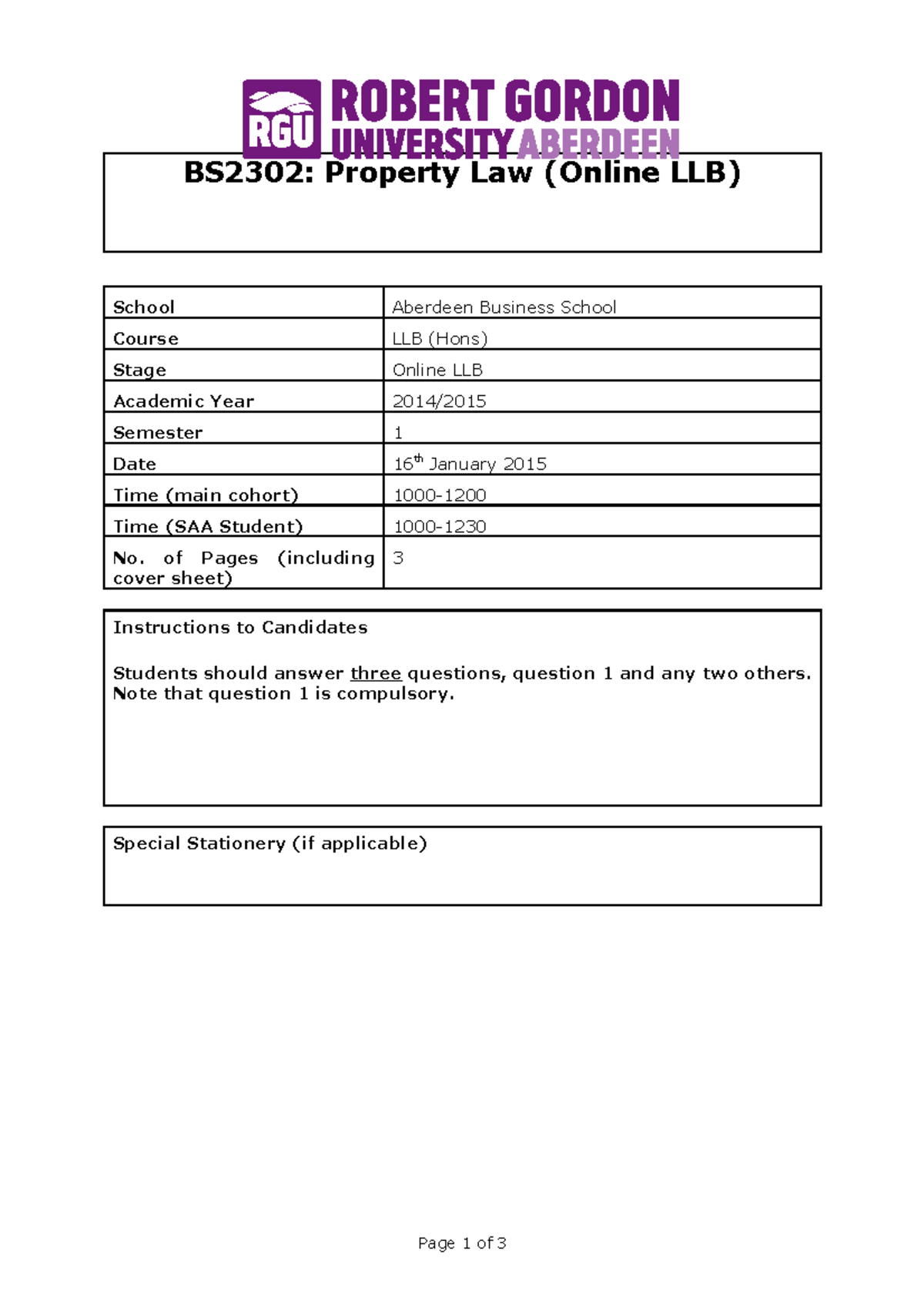 Property Law (Online LLB) EXAM - BS2302: Property Law (Online LLB ...