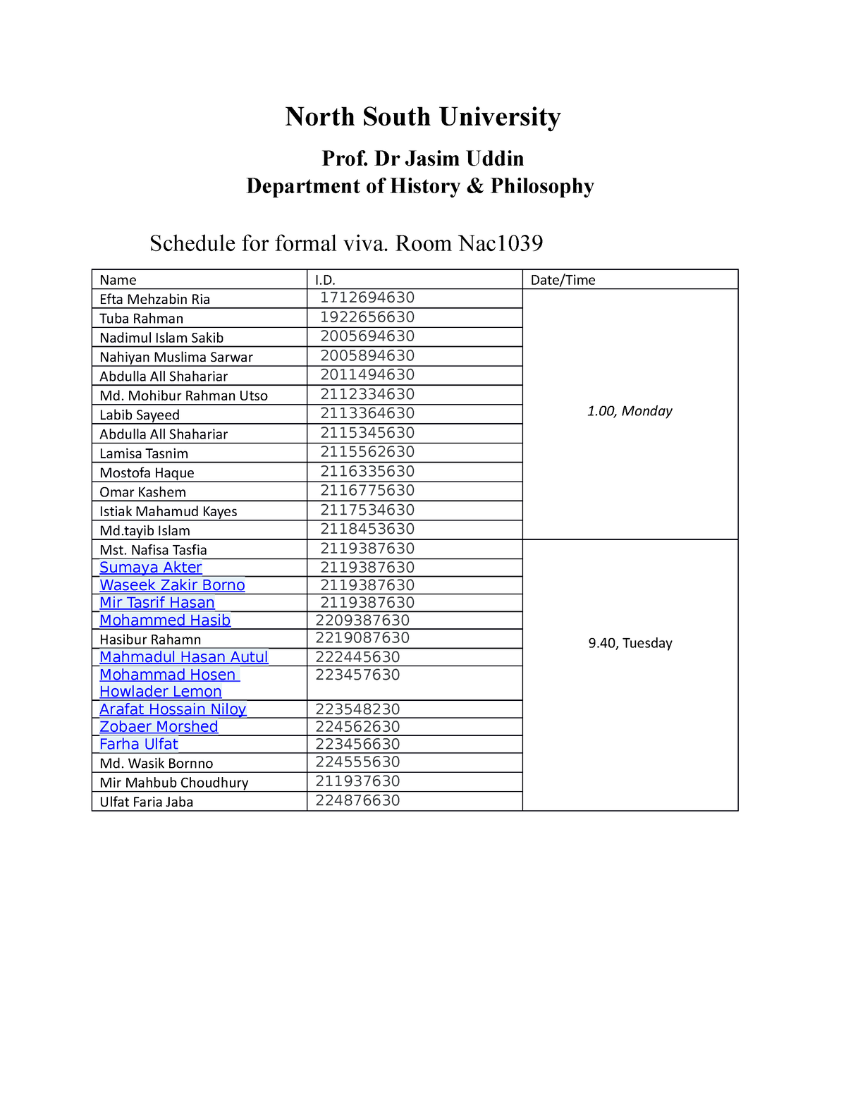 North South University North South University Prof. Dr Jasim Uddin