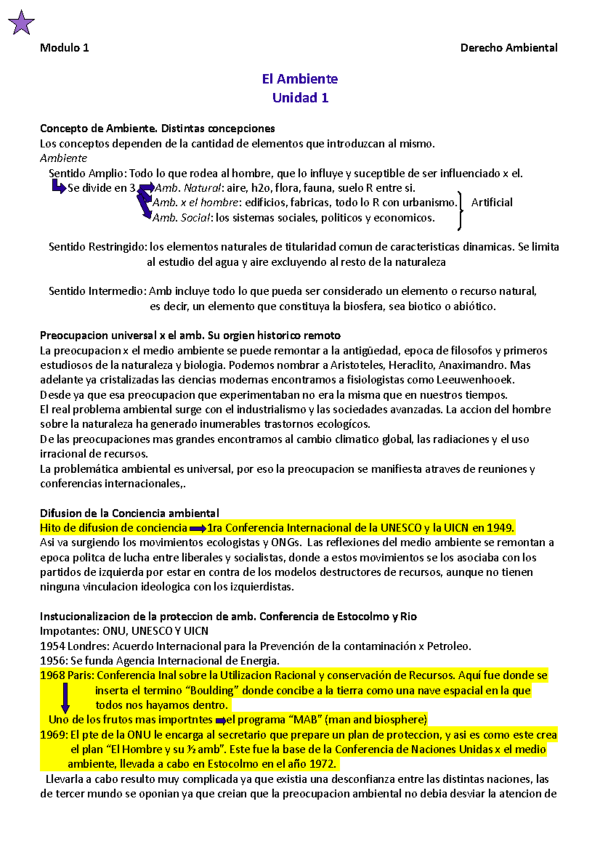 Ambiental - Resumen 1 - Modulo 1 Derecho Ambiental El Ambiente Unidad 1 ...