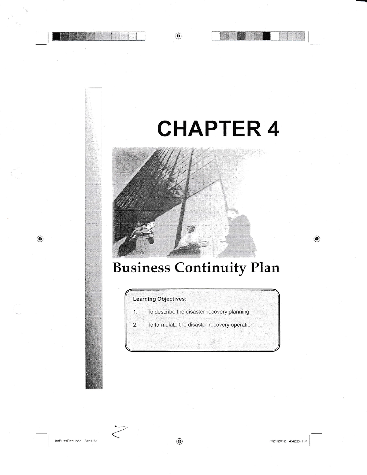 Chapter 4 Business Continuity Plan - Nt3ussFec. Ndd Secl 61