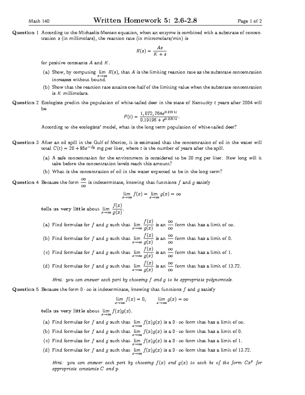 math 140 homework answers