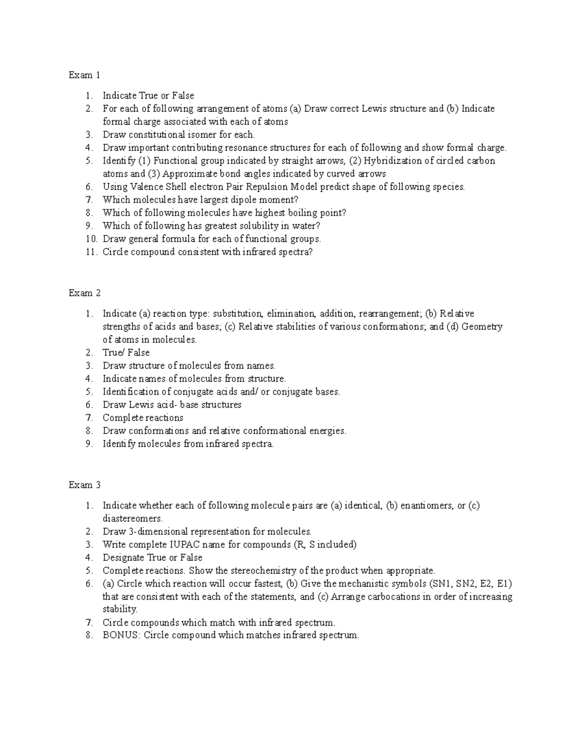 Exam Questions - This note was used as practice for an exam in the ...
