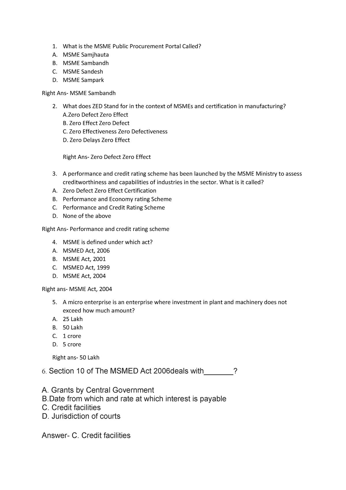 Msme mcq - mcq - 1. What is the MSME Public Procurement Portal Called ...