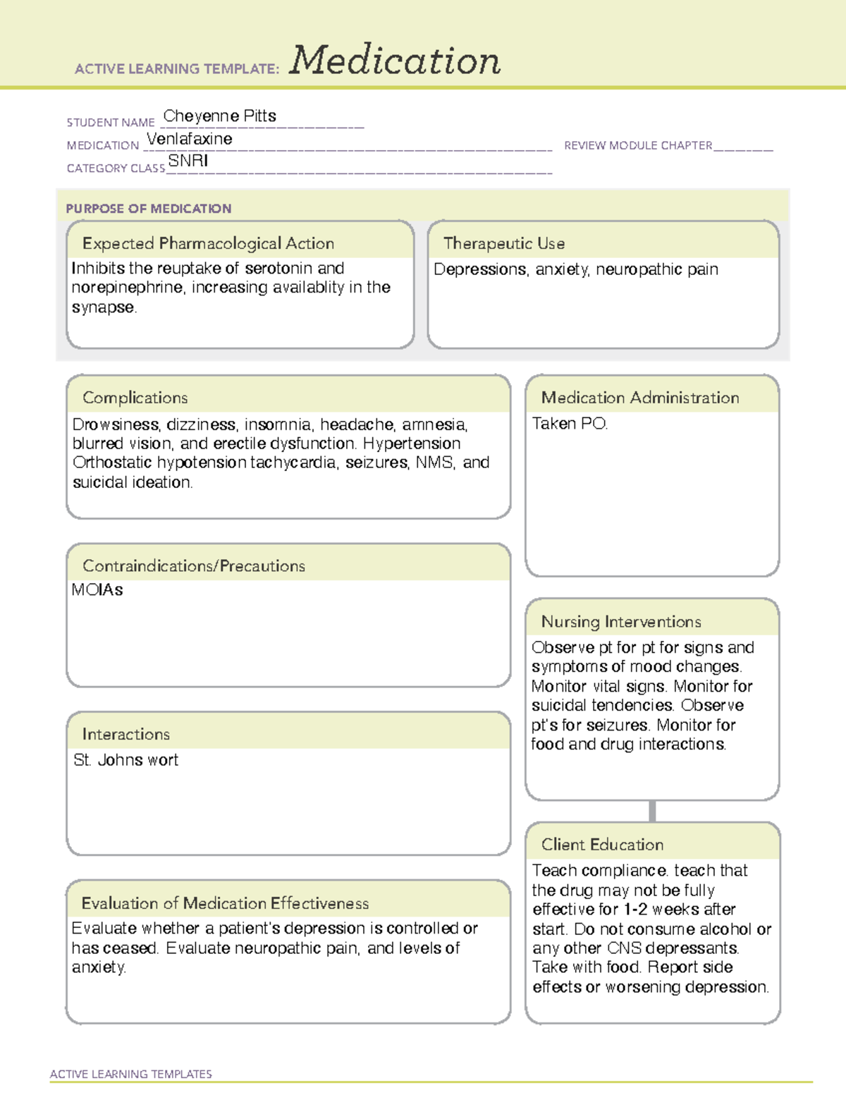 asdasdasdasdsad - ACTIVE LEARNING TEMPLATES Medication STUDENT NAME ...