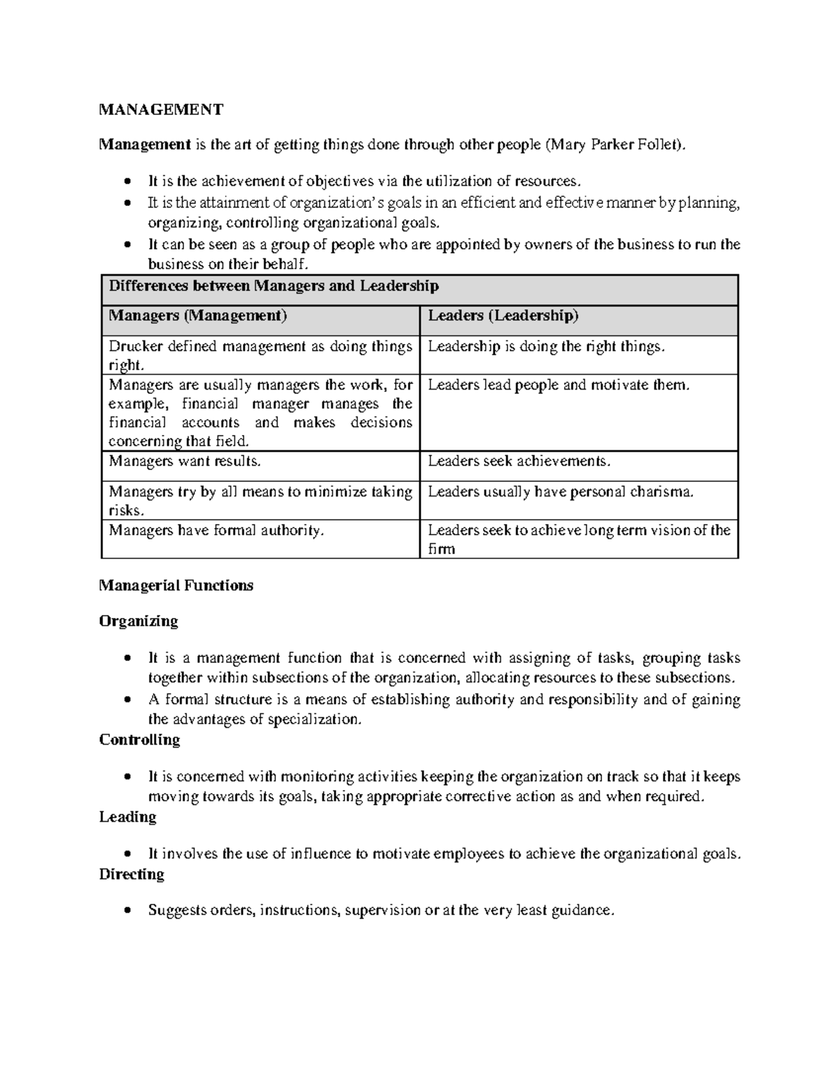 BS A Level Management - MANAGEMENT Management is the art of getting ...