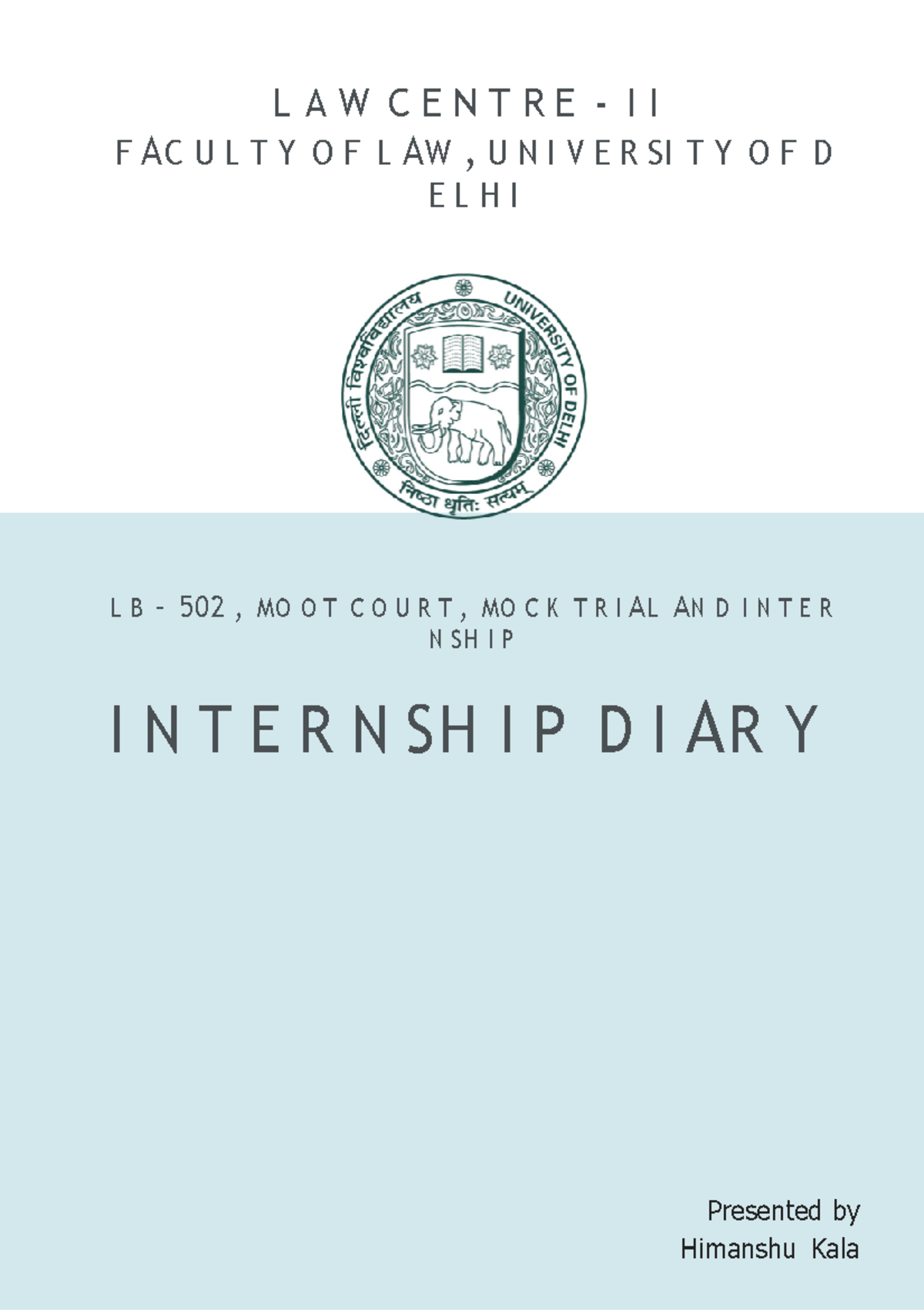 437197297 Law Internship Diary L A W C E N T R E I I F AC U L T Y O   Thumb 1200 1701 