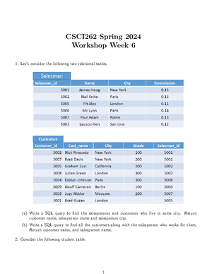 Csci 262 final related - Exam Preparation - Examples of each of the ...