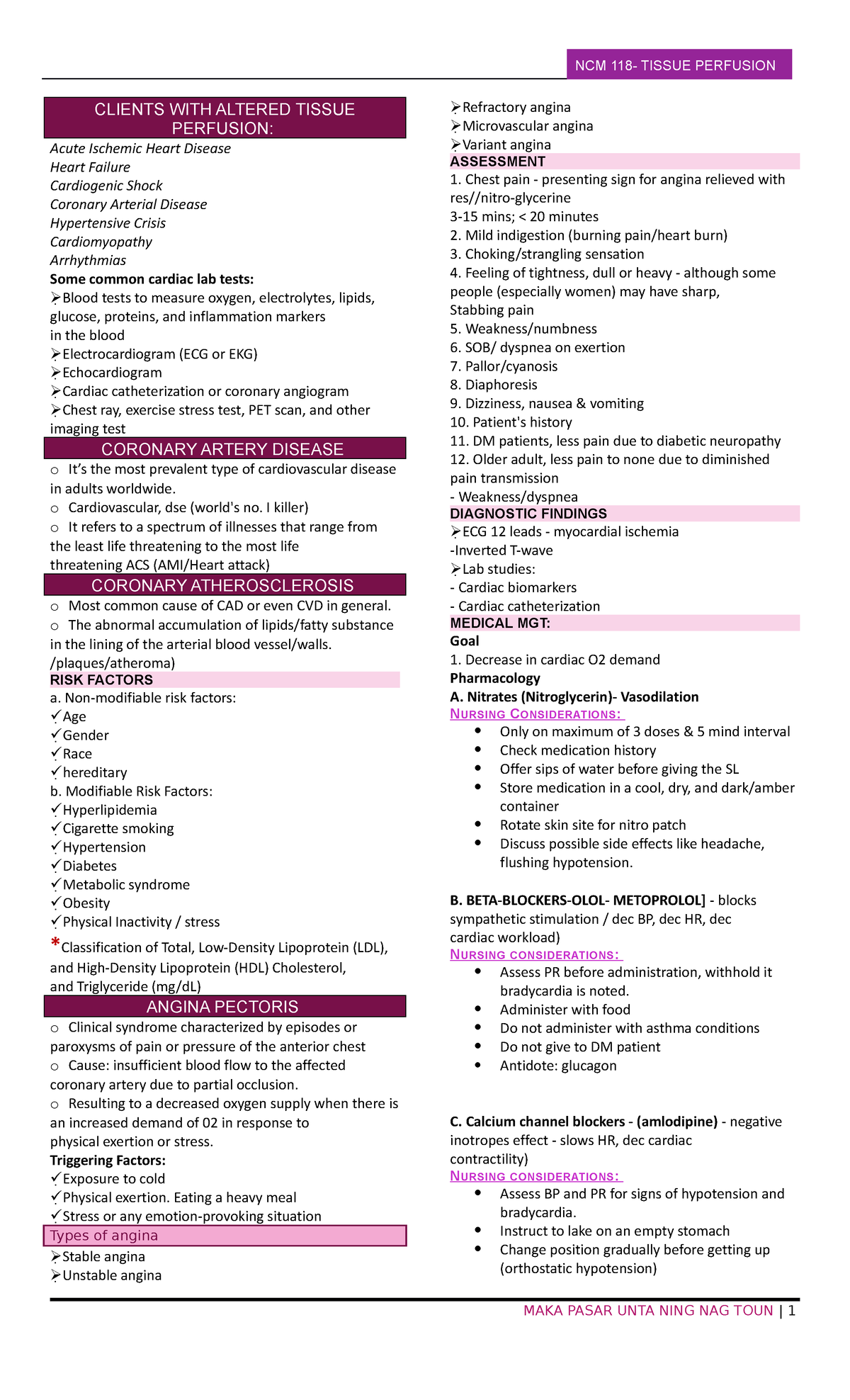 NCM118- Tissue- Perfusion - NCM 118- TISSUE PERFUSION CLIENTS WITH ...