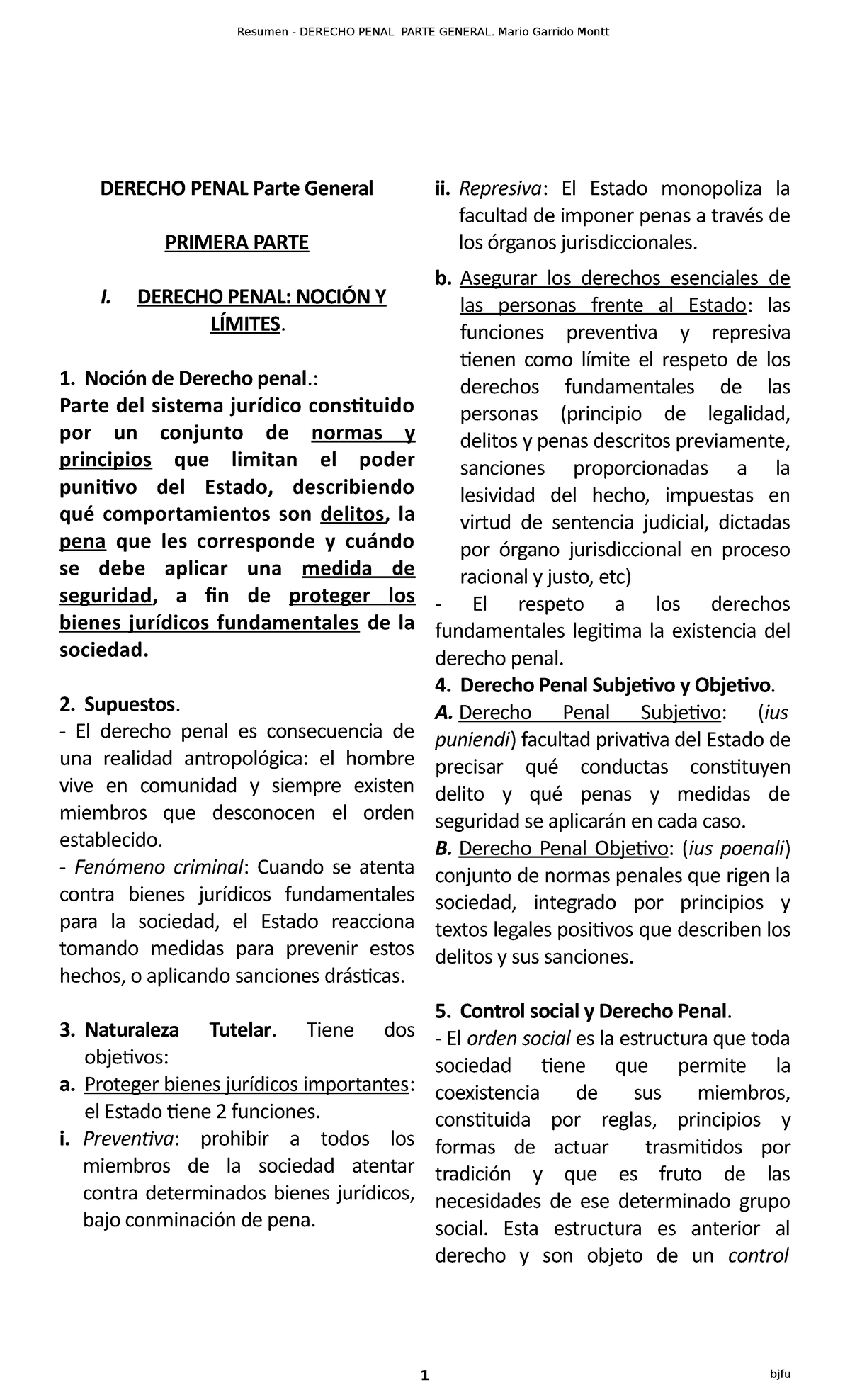 Derecho Penal - Parte General LEER - Resumen DERECHO PENAL PARTE ...