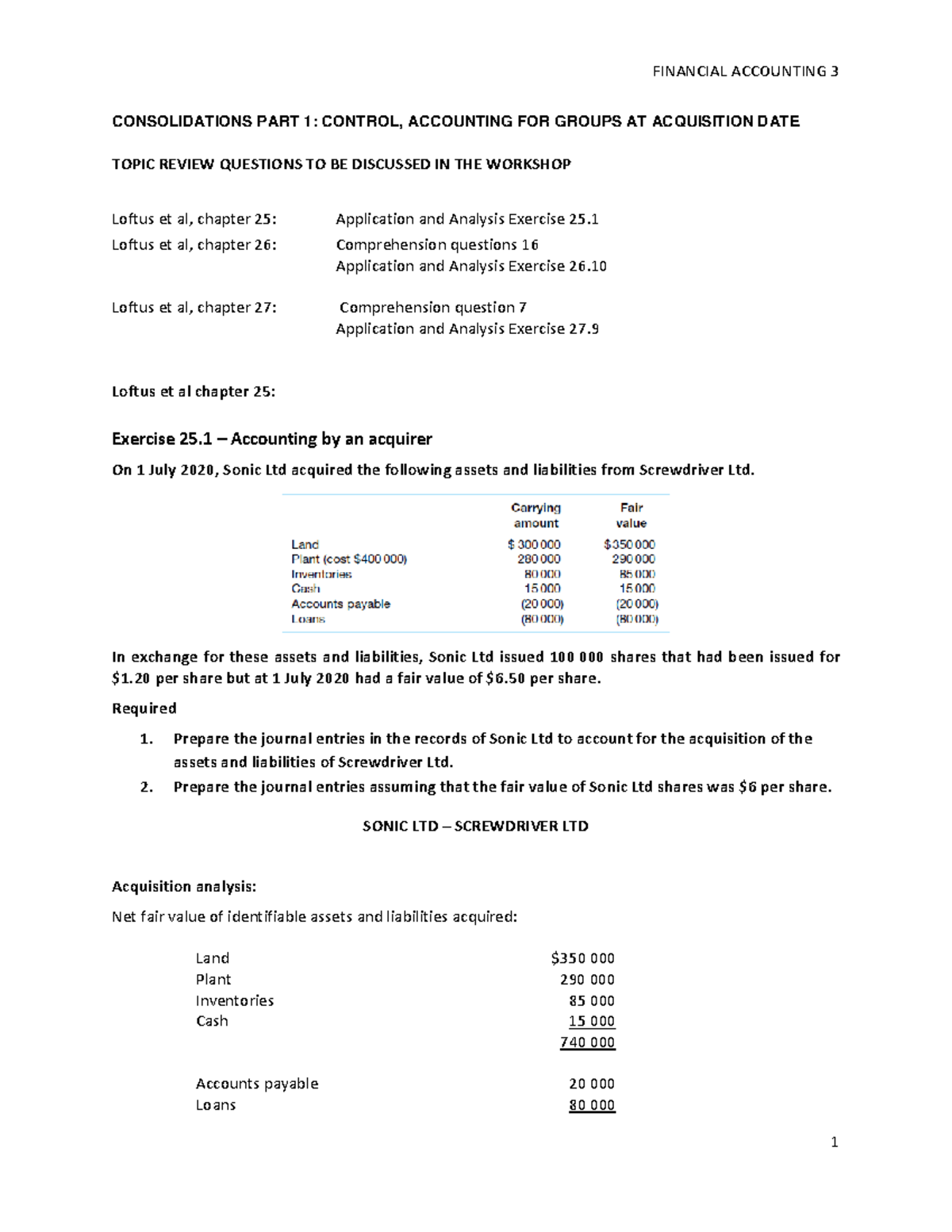 Consolidations Part 1- Control, Acquisition Date Workshop Review ...