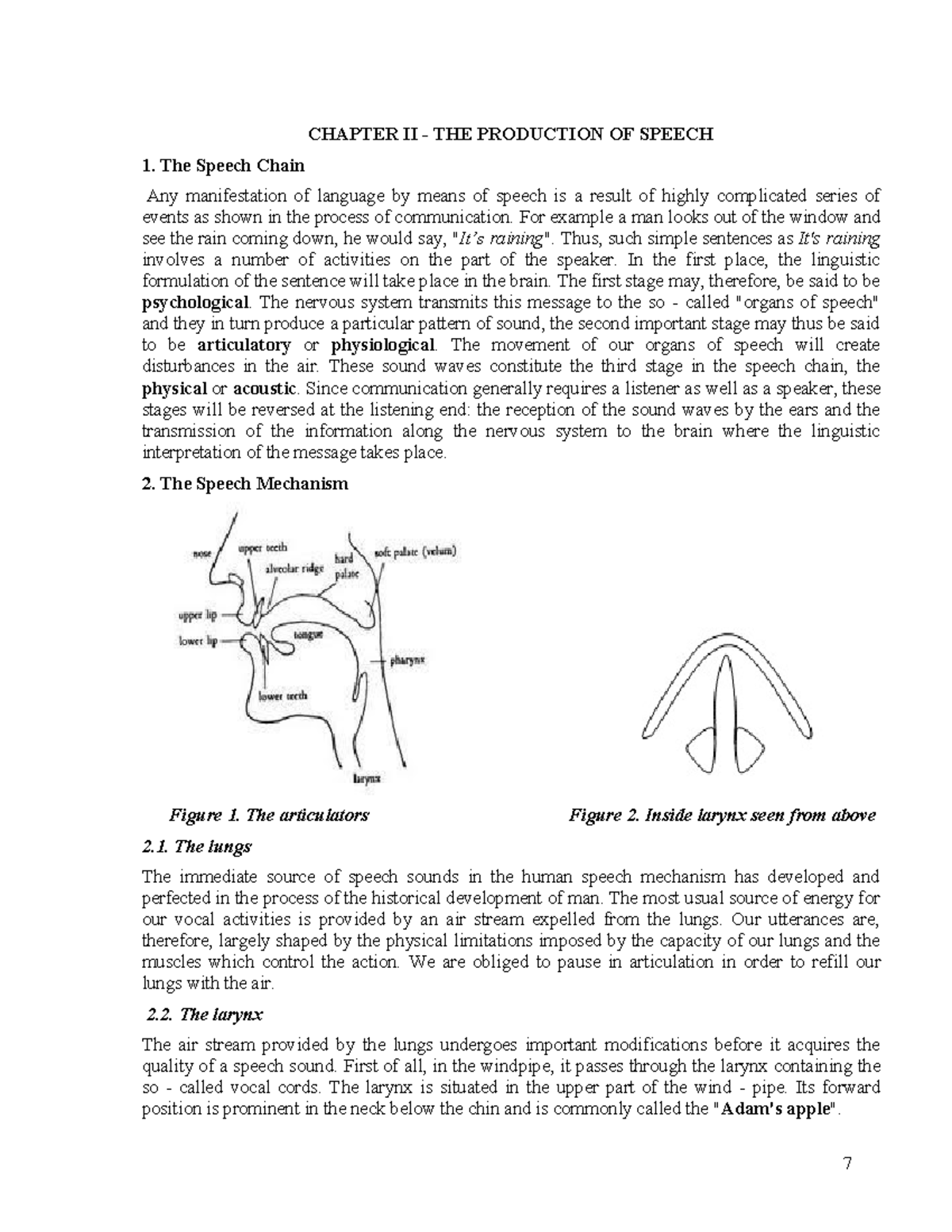 Chapter II - Production of Speech - CHAPTER II - THE PRODUCTION OF ...