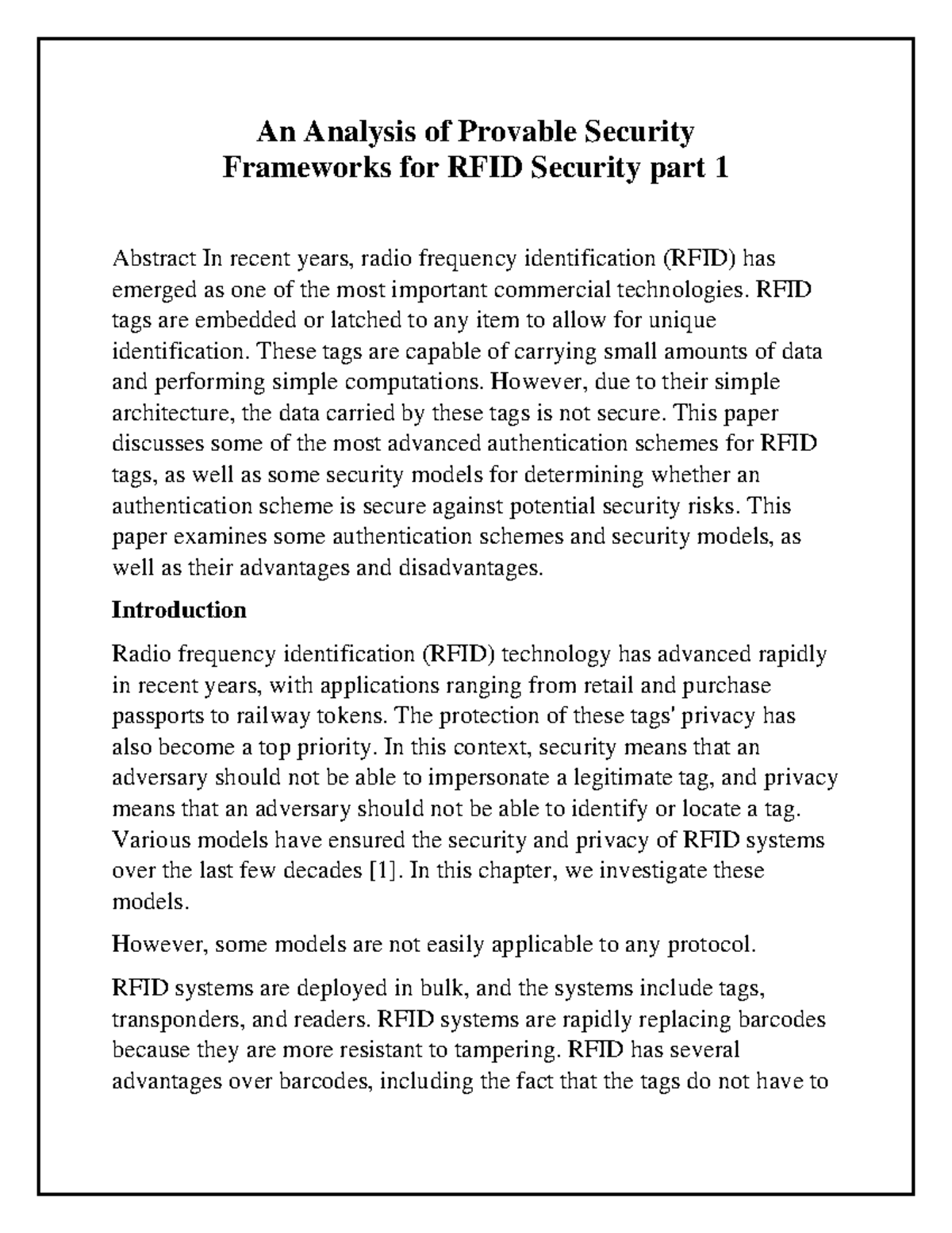 An Analysis Of Provable Security Part 1 - An Analysis Of Provable ...