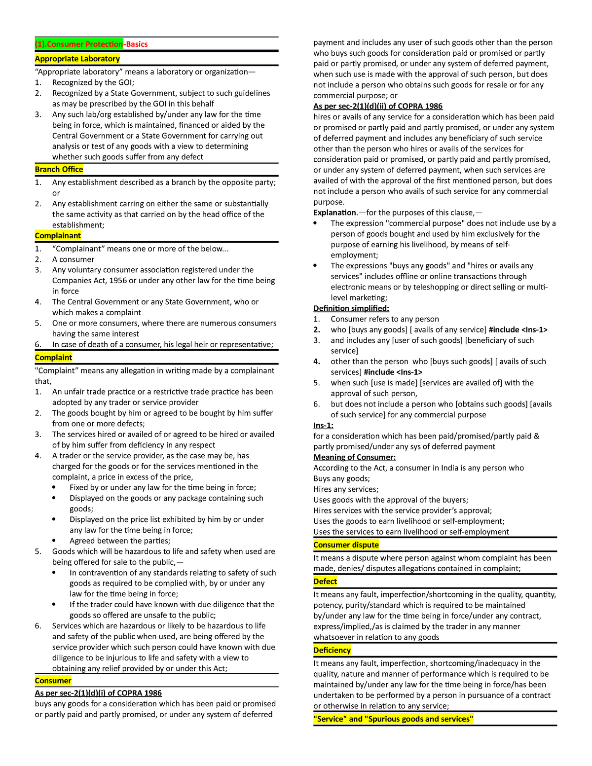 Tort Unit 5 1 - Tort Note - (1).Consumer Protection-Basics Appropriate ...