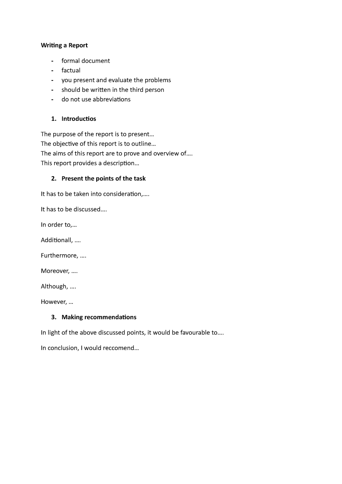 Writing a Report Lecture Notes 2 Writing A Report Formal Document 