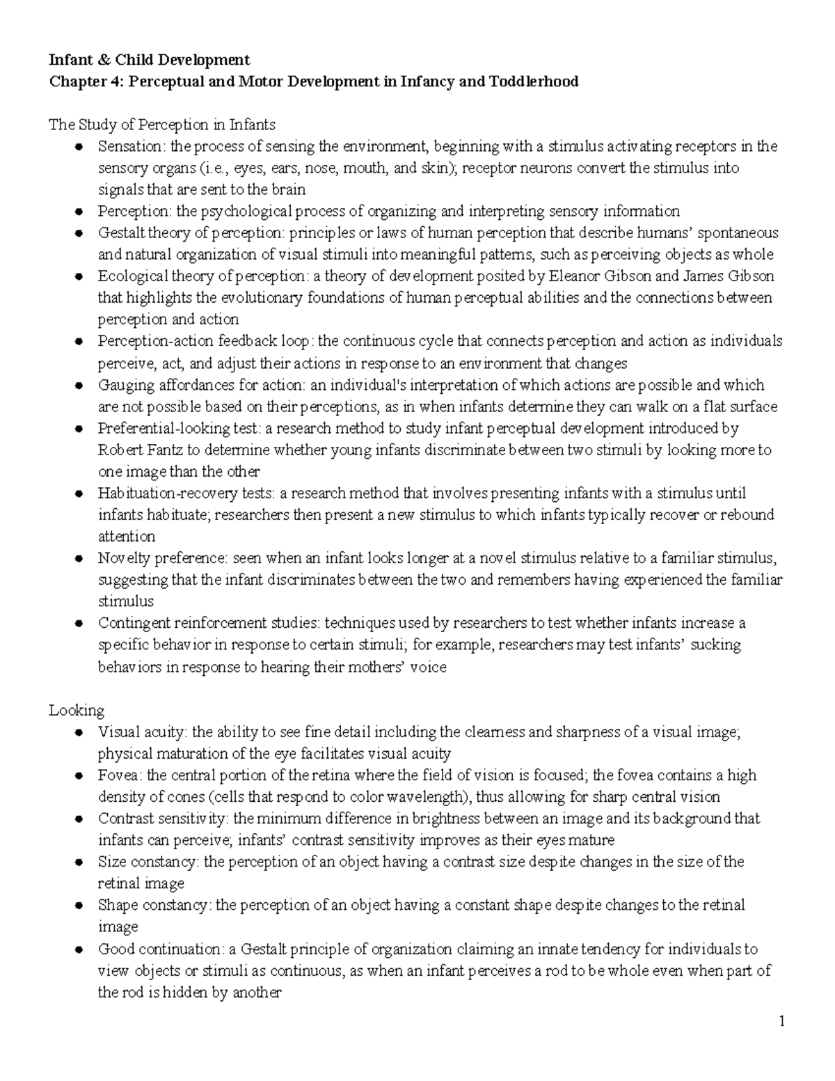 Vocab Ch 4 Perceptual and Motor Development in Infancy and Toddlerhood ...