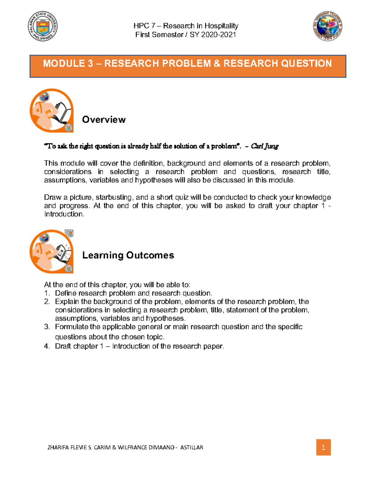 Module 3 – Research Problem & Research Question - First Semester / SY ...
