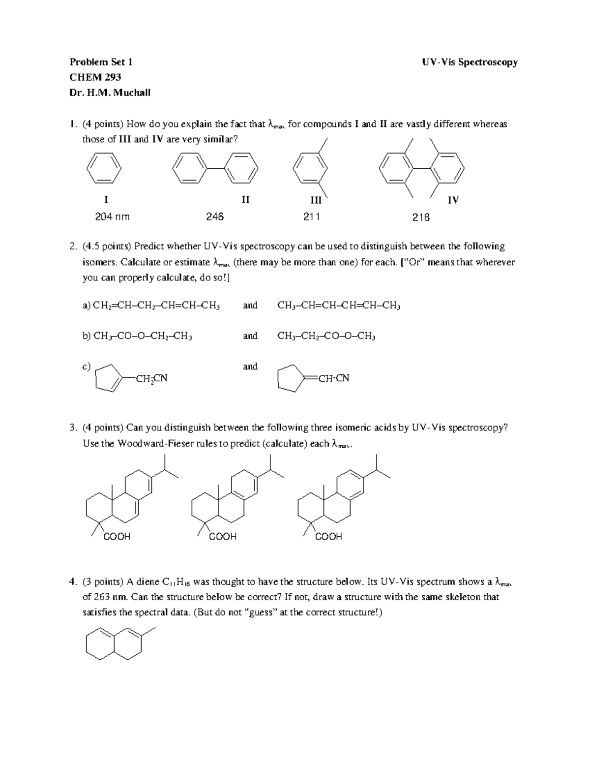 Sample/practice exam 2021, questions and answers Problem Set 1 UVVis