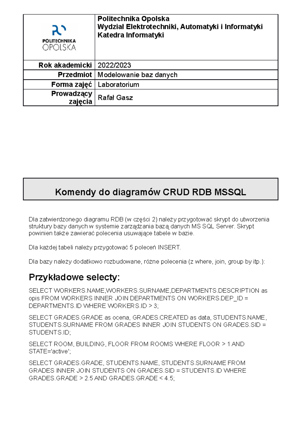 Notatki-sprawozdanie-drgie - Politechnika Opolska Wydział ...