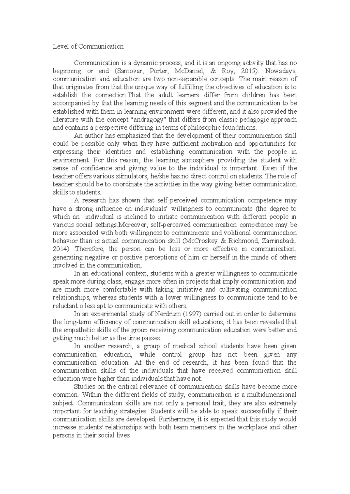 Level-of-Communication - Level of Communication Communication is a ...