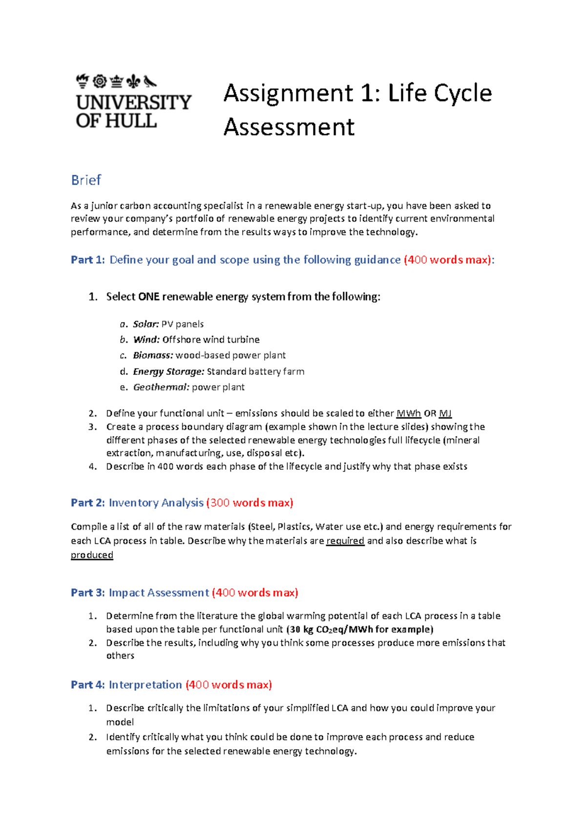 LCES+LCA+assignment+-+assessment+1+2324 - Brief As a junior carbon ...