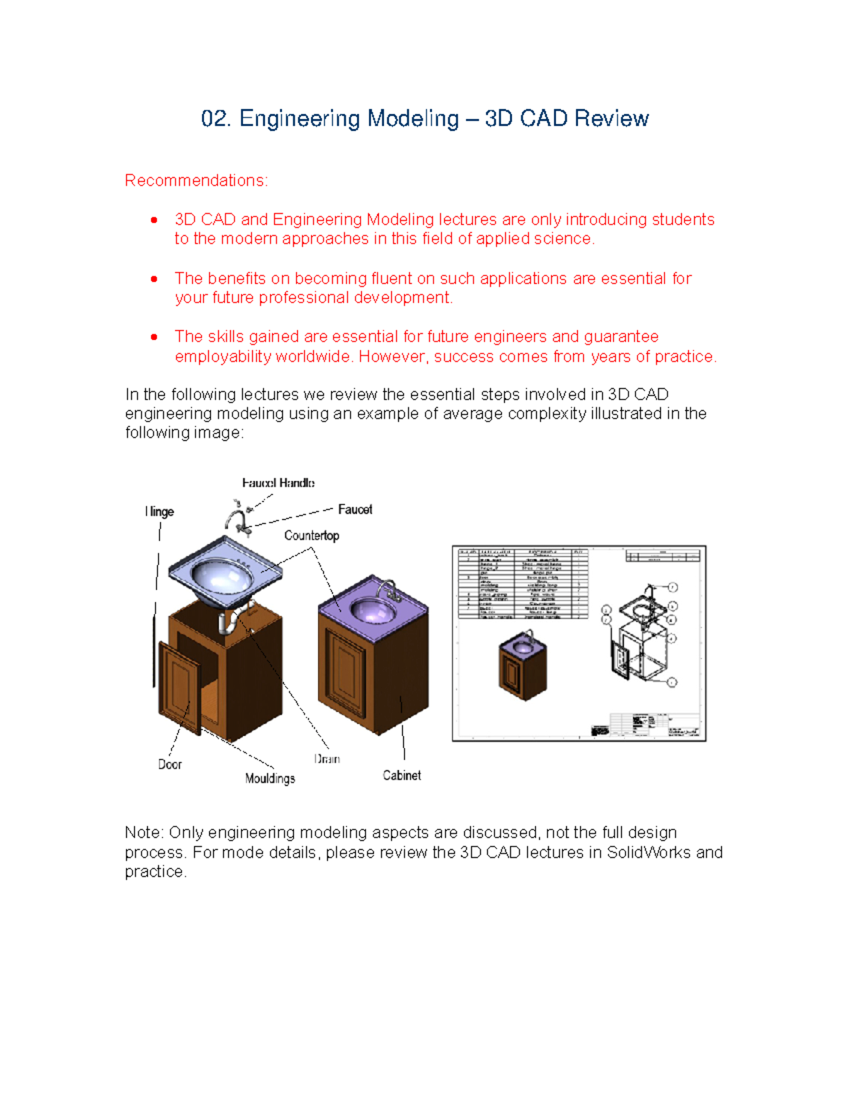 02.Engineering Modeling – 3D CAD Review - 02. Engineering Modeling – 3D ...