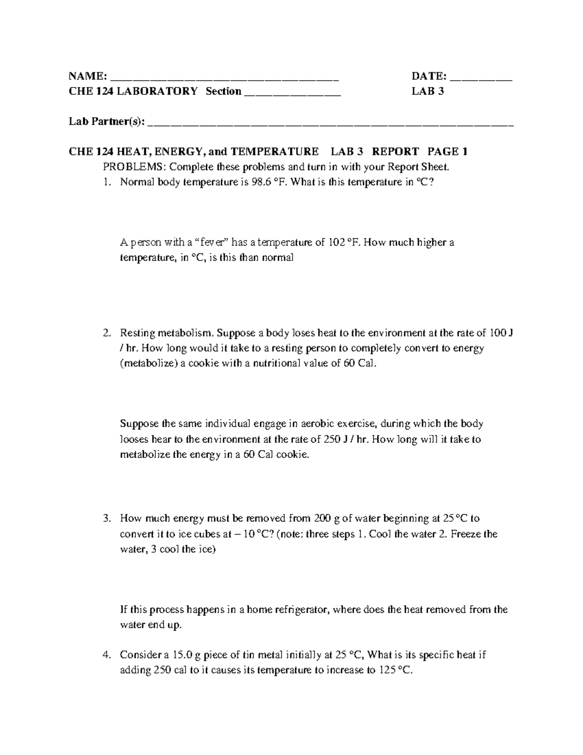 CHE+124+Lab+3+ Report+ Sheet+Heat%2C+Energy+and+Temperature+2019 ...