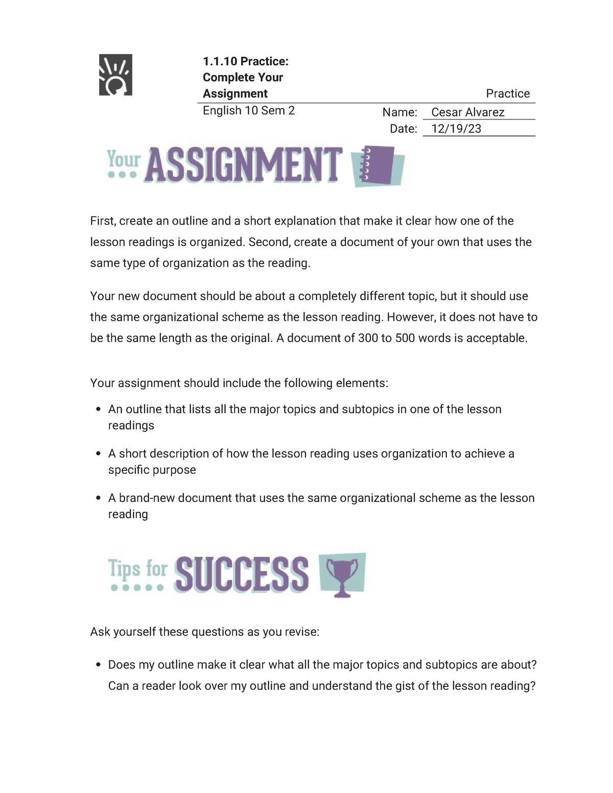 6.1.10 practice complete your assignment