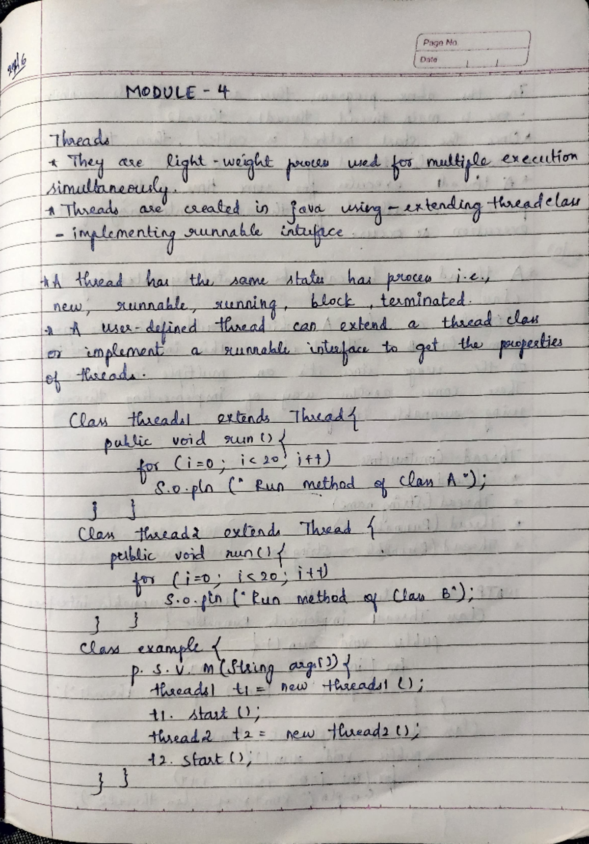 Threads - Java Notes - Thaead MODULE- 4 new | They LsimuanauLg 4 Theads ...