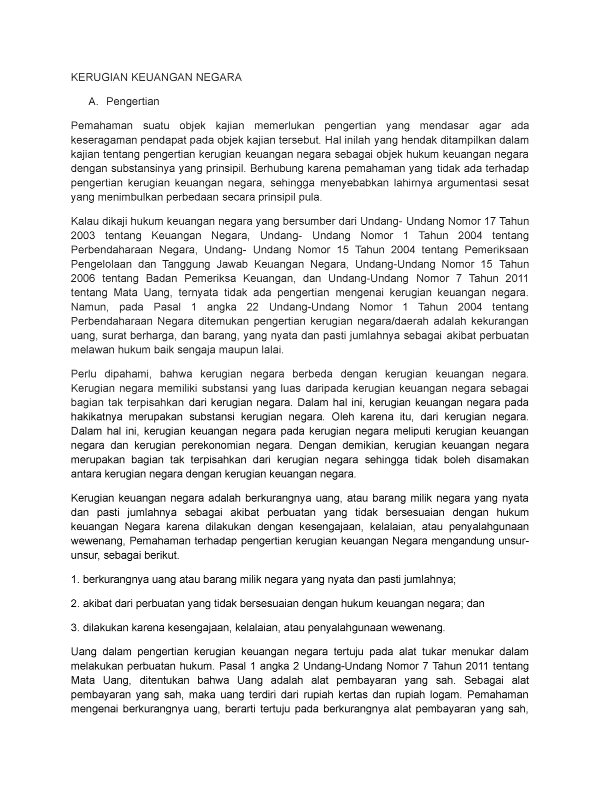 BUKU Kerugian Keuangan Negara - KERUGIAN KEUANGAN NEGARA A. Pengertian ...