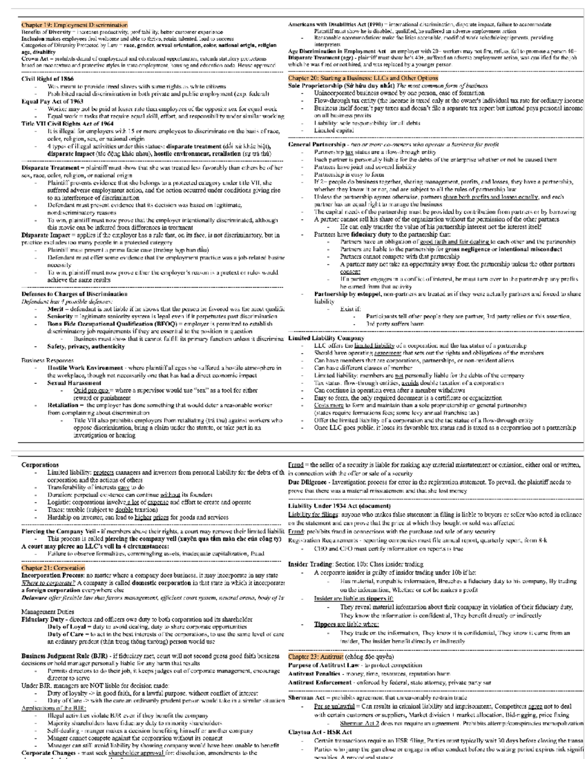 LA245 final cheat sheet - LA245 - Studocu