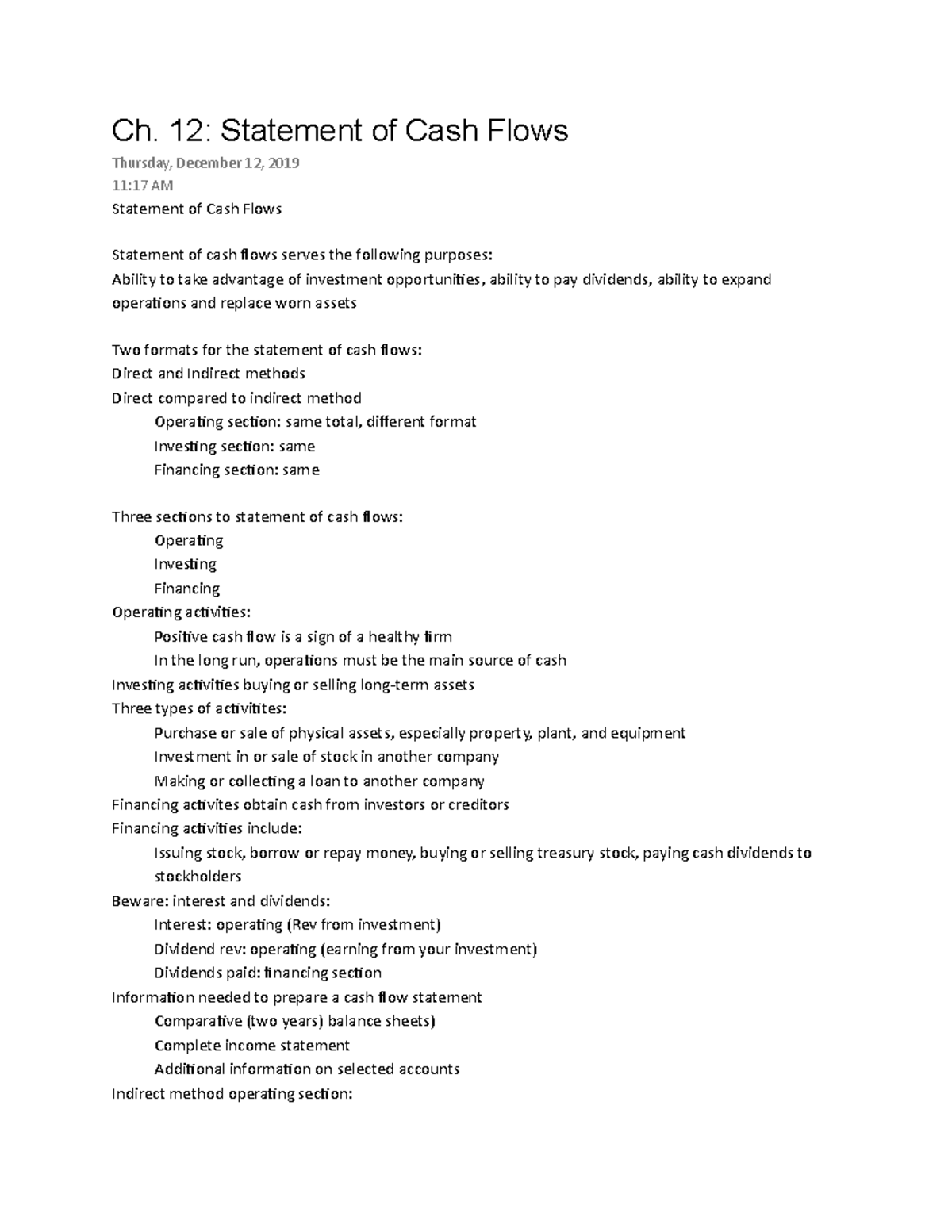 Ch 12 - Course notes for Financial Accounting I - Ch. 12: Statement of ...