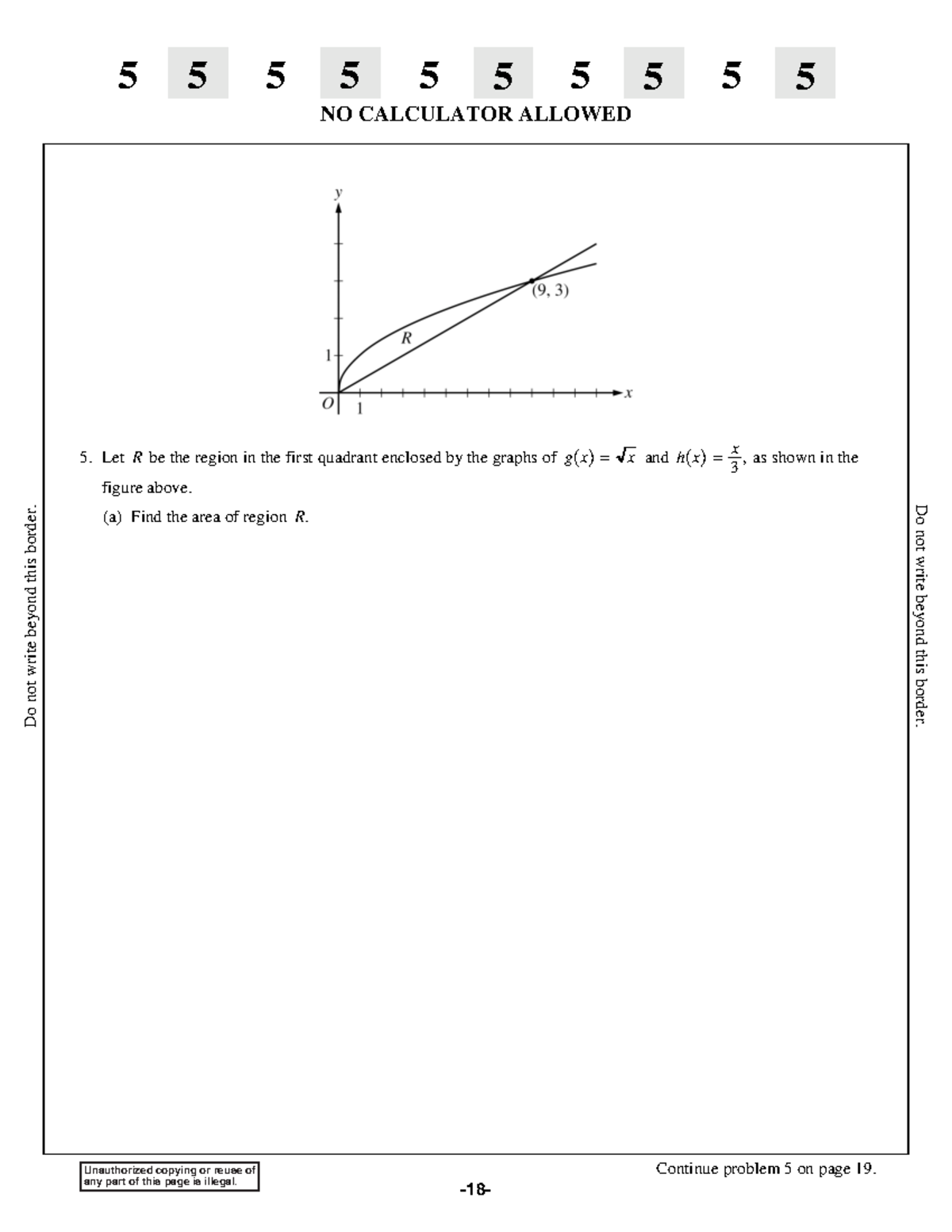 2015 FRQ 5 & 6 AP Calculus AB - g x( ) = x and h x( ) = 3 x NO ...