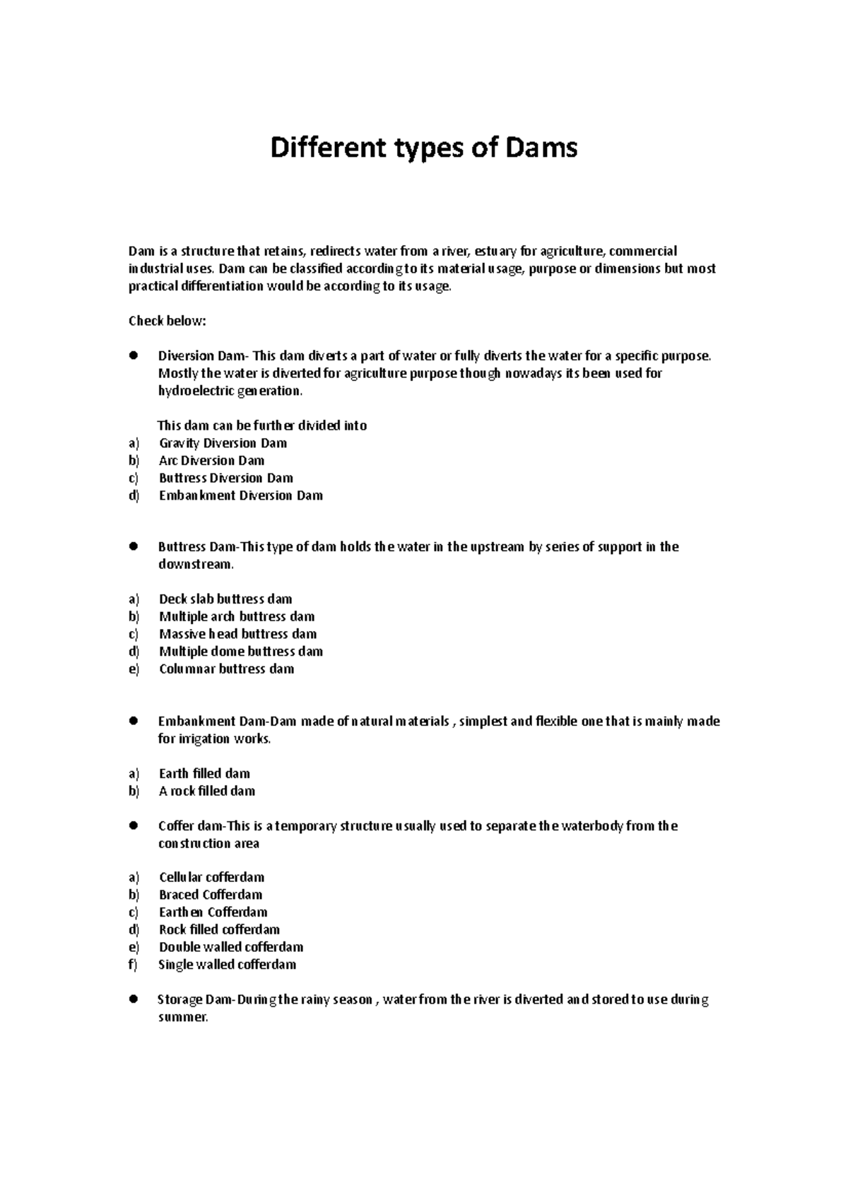 Different types of Dam Water Supply Engineering By GArg S. K. 1995