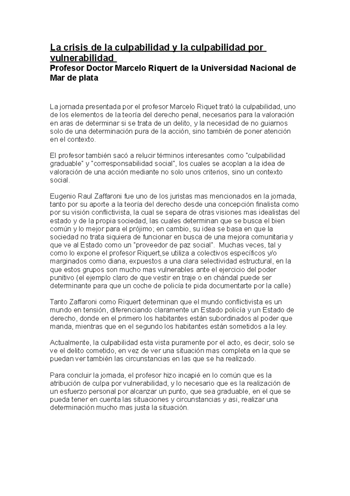 La crisis de la culpabilidad y la culpabilidad por vulnerabilidad La