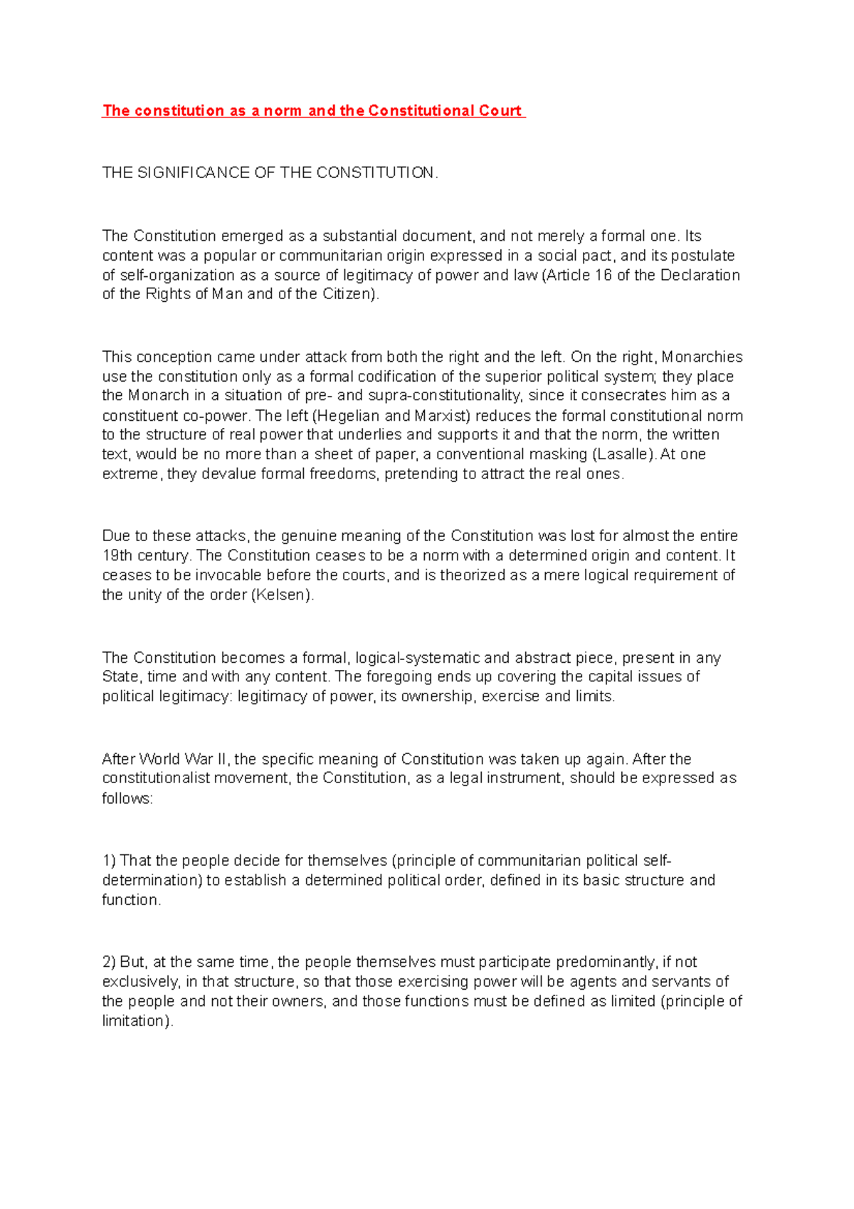 The constitution as a norm and the Constitutional Court 8 The Constitution emerged as a Studocu