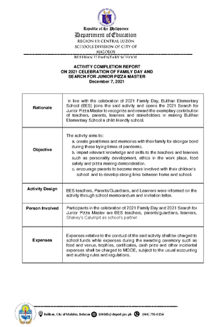 ACR Family Dayjpm 2021 - Activity Completion Report