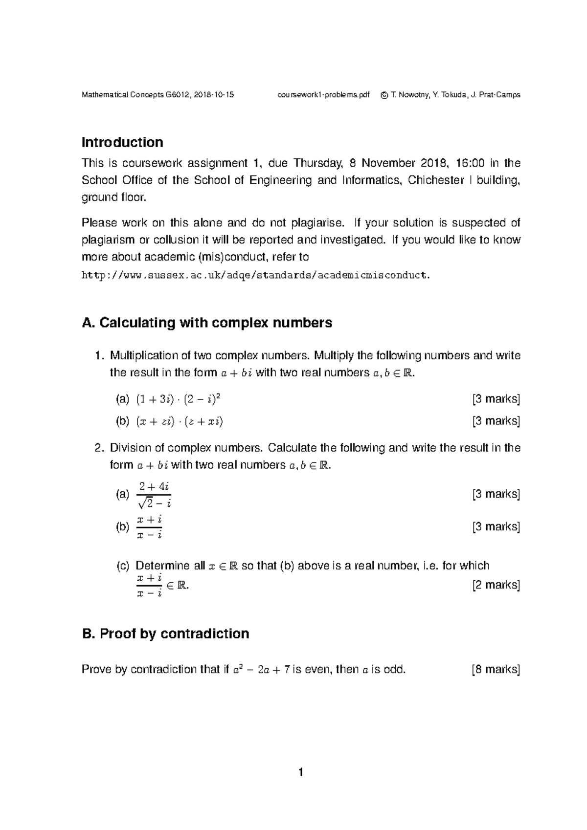CW1 problems - Mathematical Concepts G6012, 2018-10-15 coursework1 ...