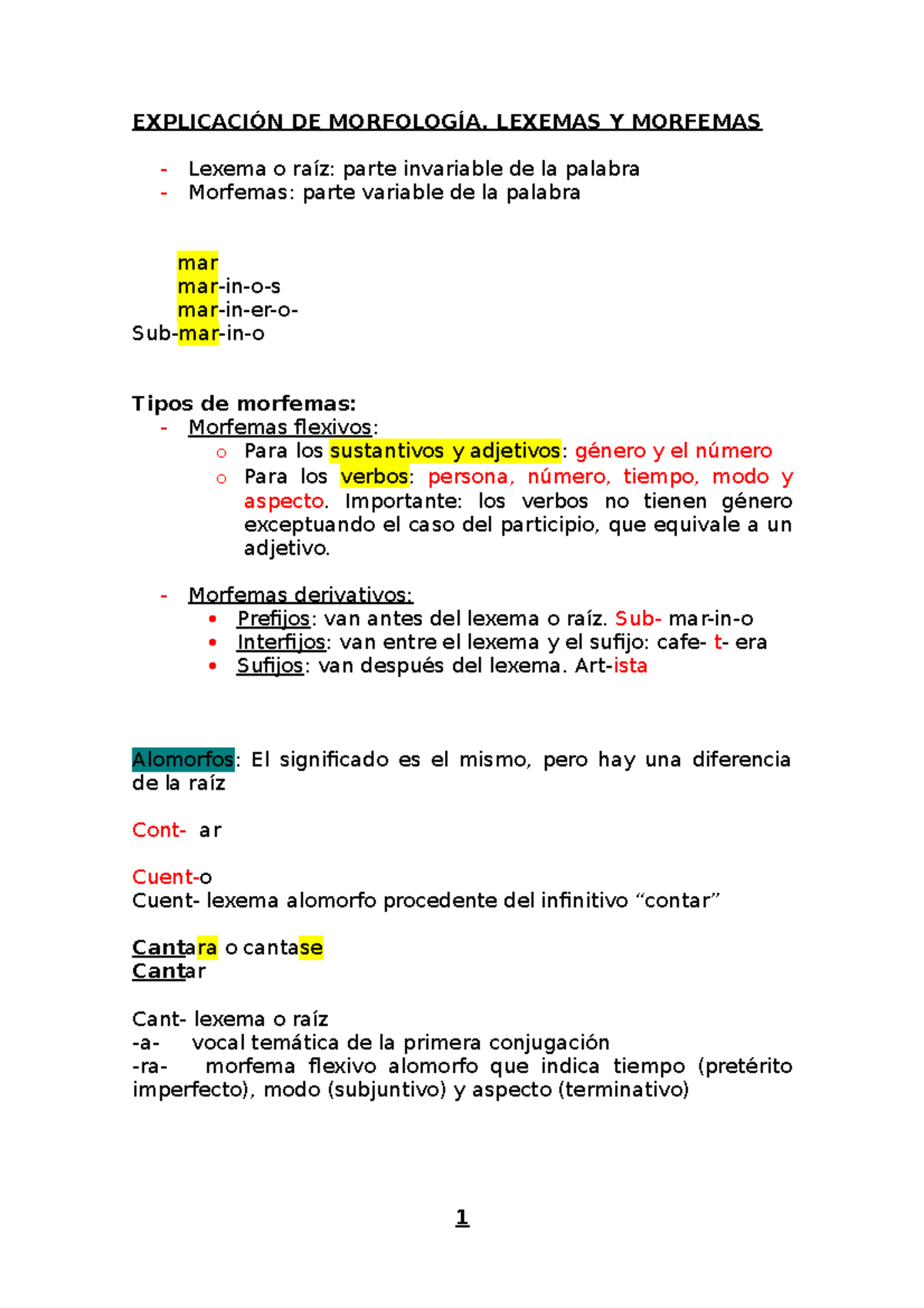 Explicación De Lexemas Y Morfemas 6-2-2020 - EXPLICACIÓN DE MORFOLOGÍA ...