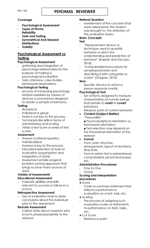 Reliability Worksheet - Janhel B. Valenzuela 3PSYCH RELIABILITY ...