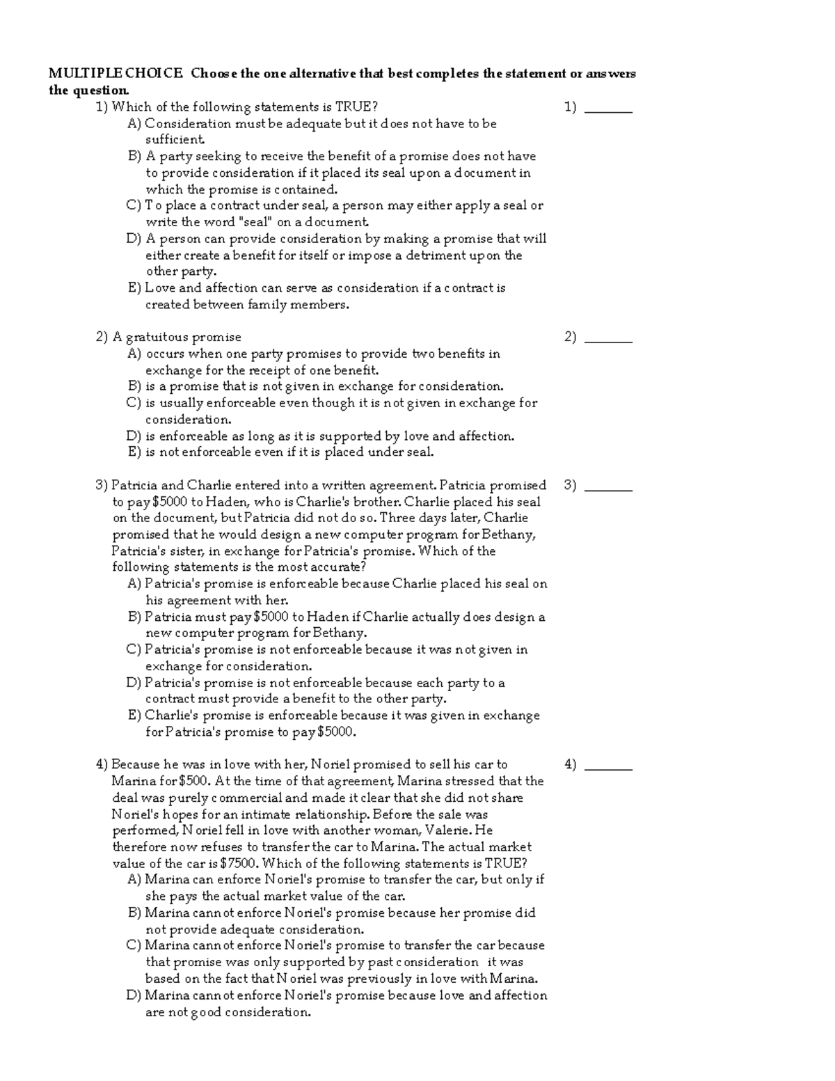 Sample/practice exam 5 September 2015 - MULTIPLE CHOICE. Choose the one ...