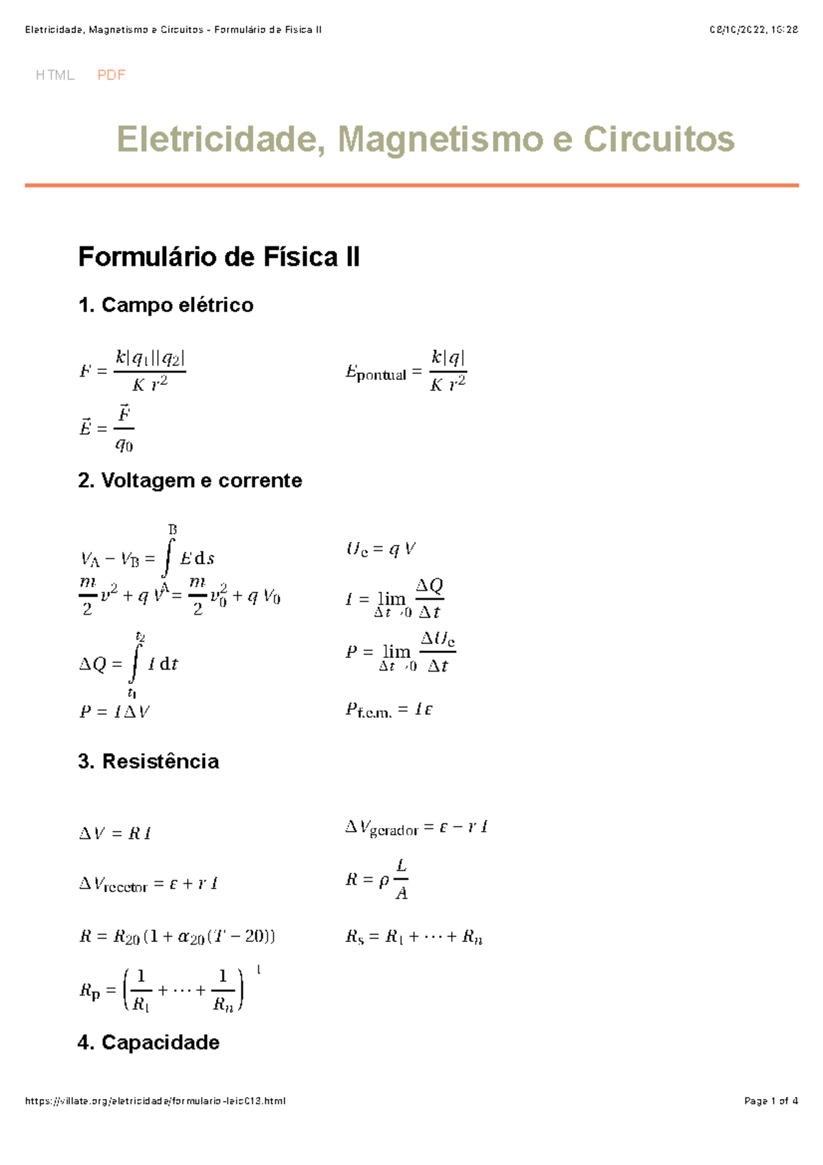 Formulário F II - Something - F = k|q 1 ||q 2 | K r 2 E pontual = k|q ...