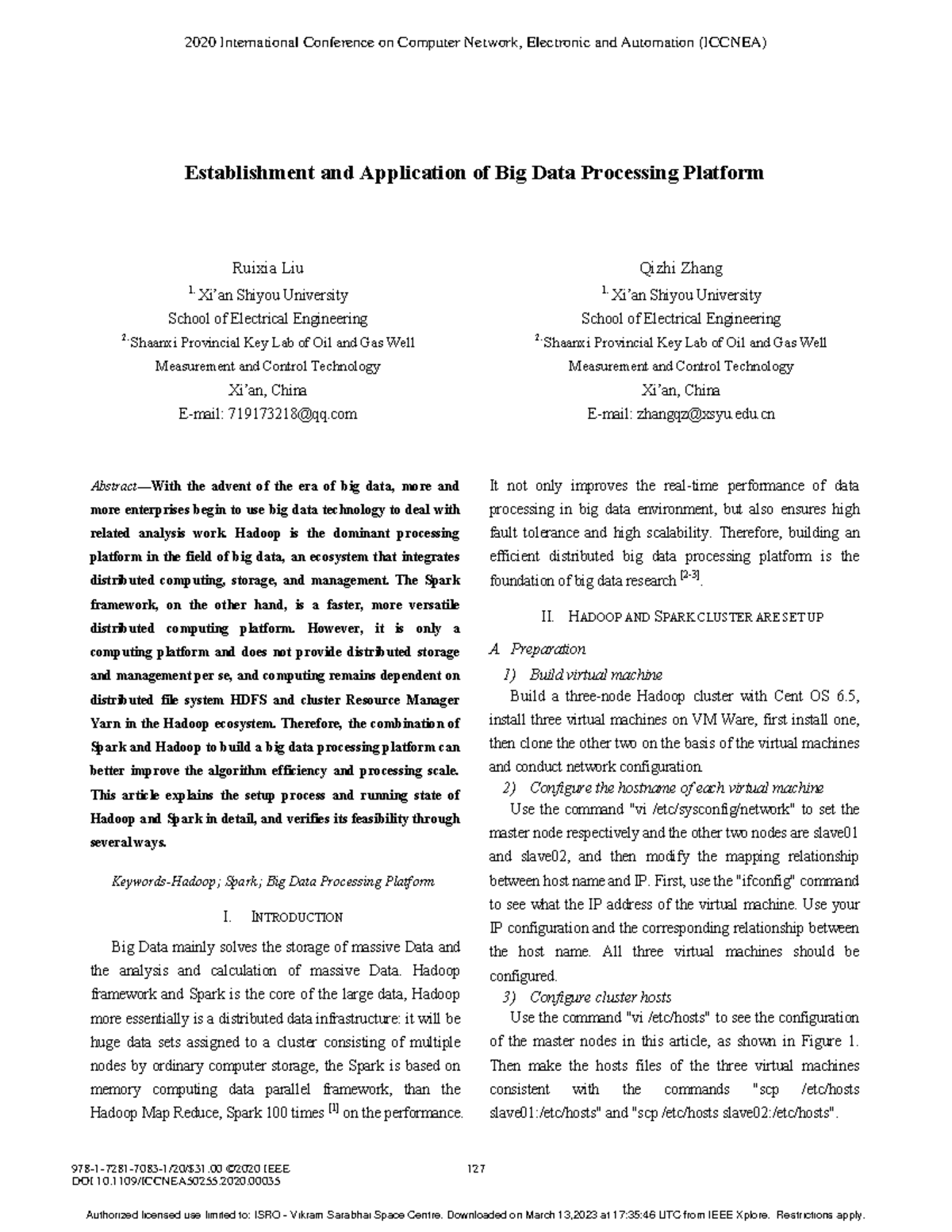 Establishment and Application of Big Data Processing Platform - edu ...