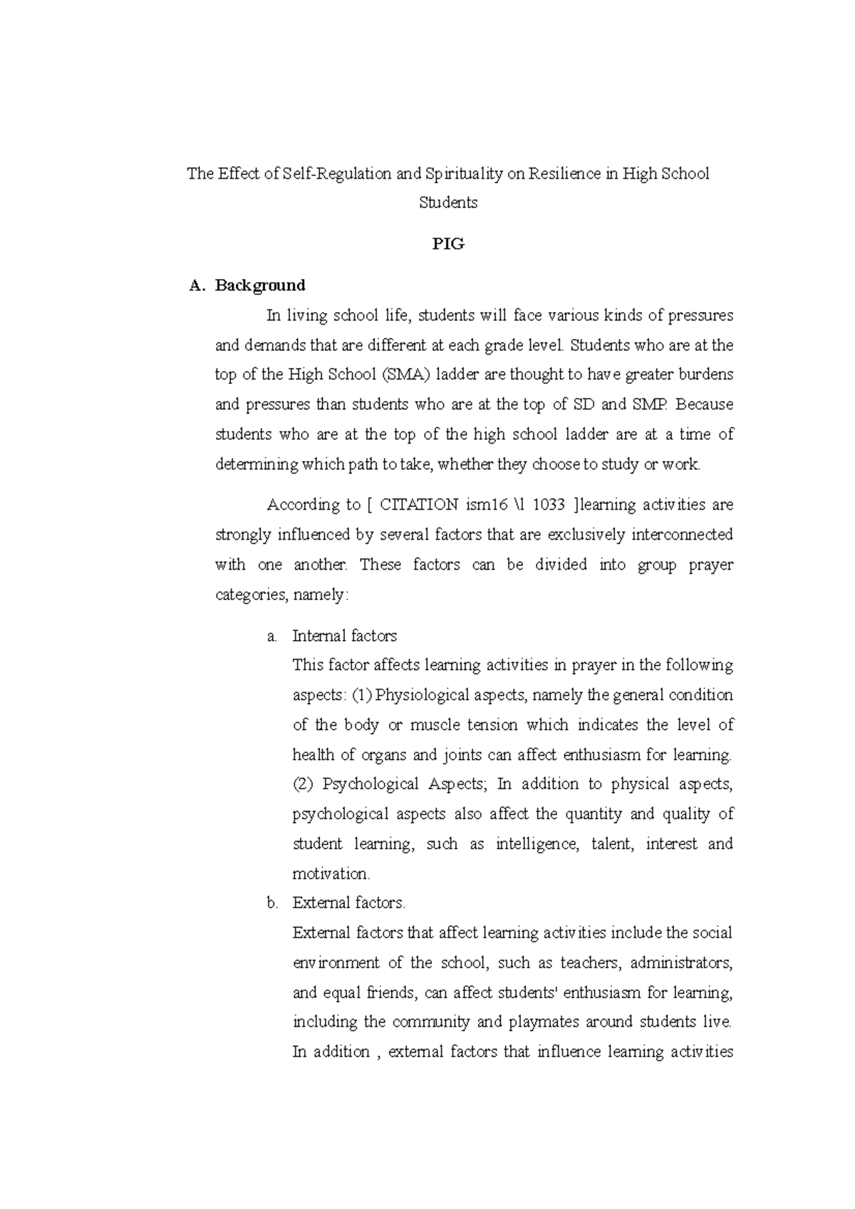 The Effect of Self-Regulation and Spirituality on Resilience in High ...