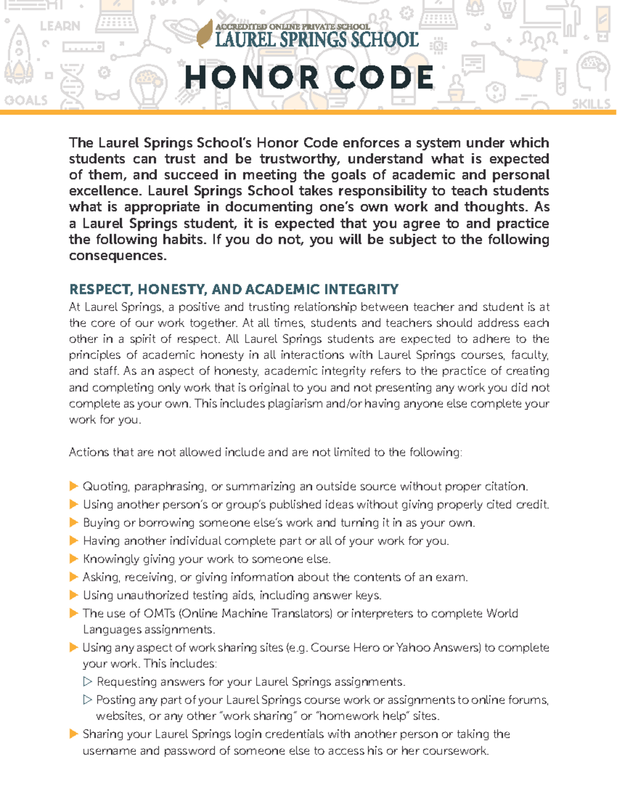 Laurel Springs Honor Code - The Laurel Springs School’s Honor Code ...